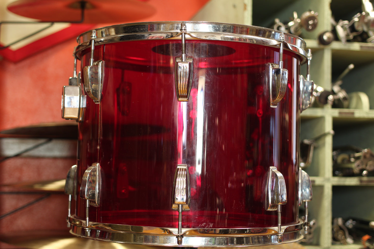 1970's Ludwig Vistalite 14x26 16x16 12x15 in Red Acrylic