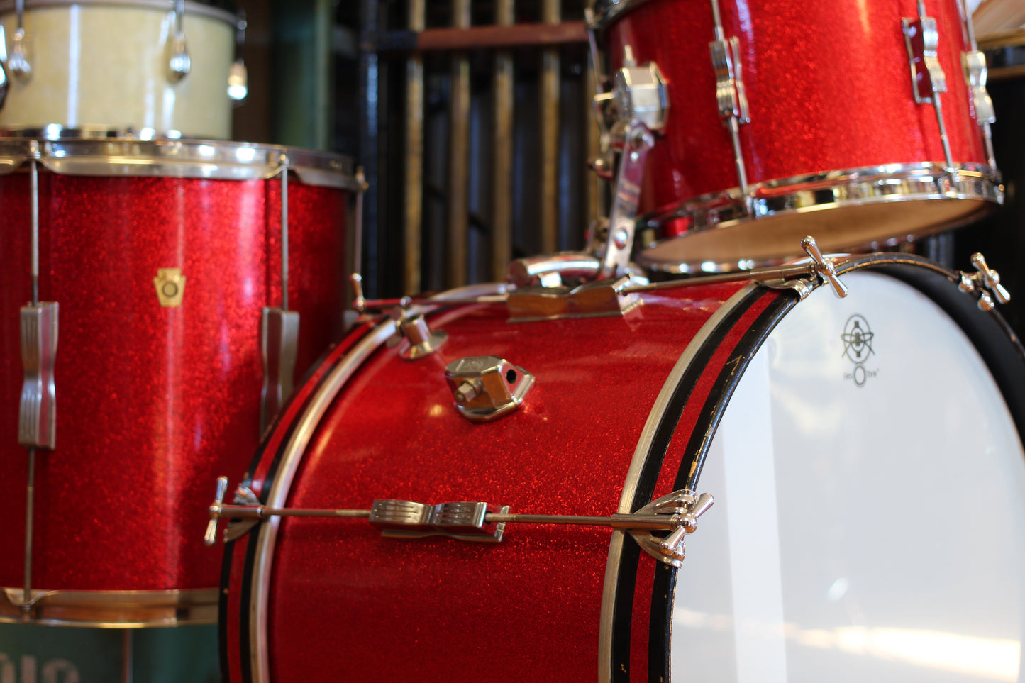 1960's Ludwig Club Date in Red Sparkle 14x20 14x14 8x12