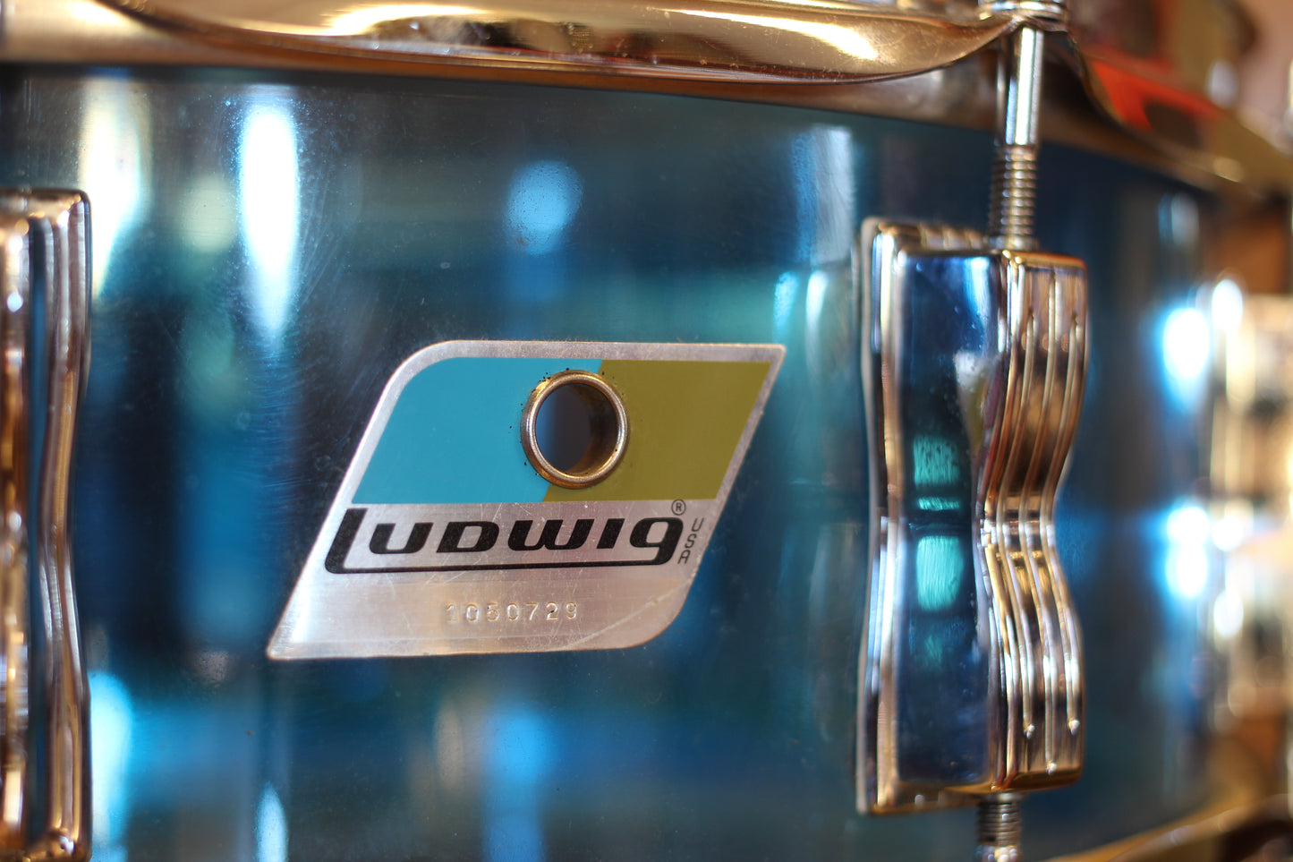 1970's Ludwig Blue Vistalite Snare Drum 5"x14" Serial #1050729