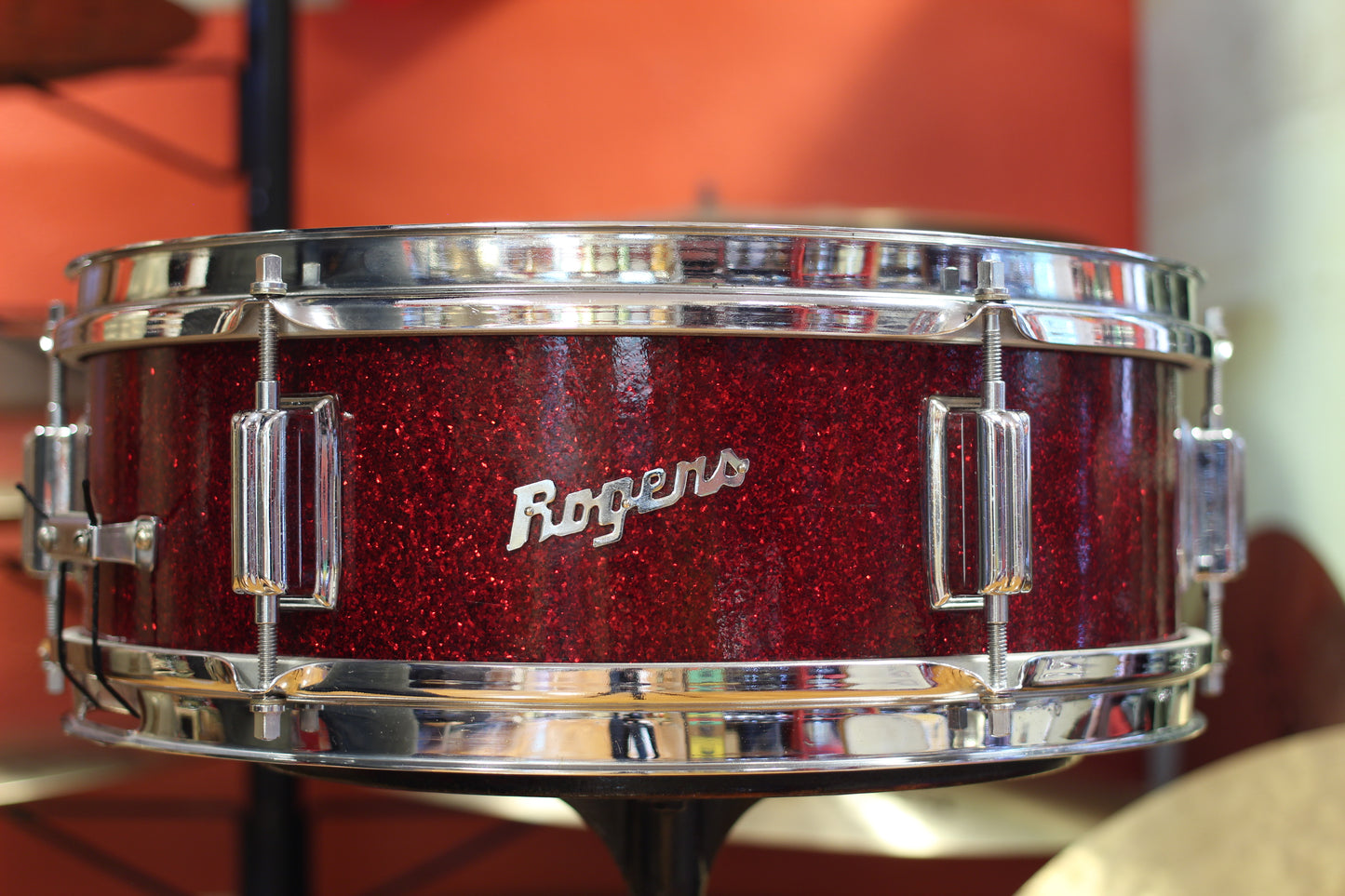 1960's Rogers Luxor Snare Drum 5"x14" in Red Sparkle