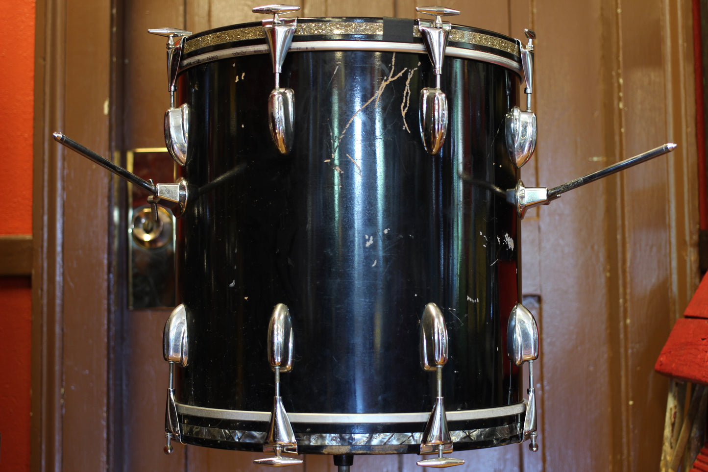 1965 Slingerland 16"x16" Bass Drum in Black Lacquer