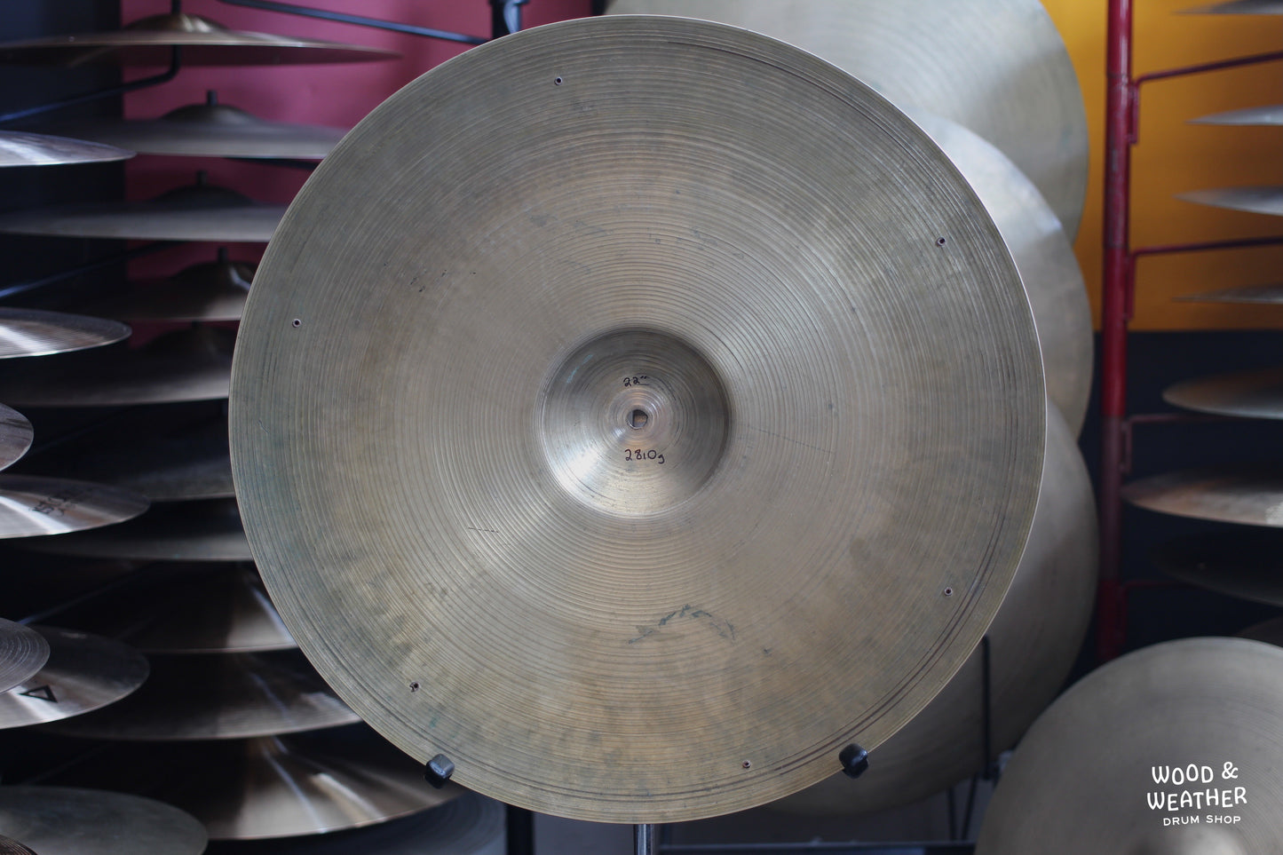 1950s A. Zildjian 22" "Large Stamp" Ride Cymbal with Rivets 2810g