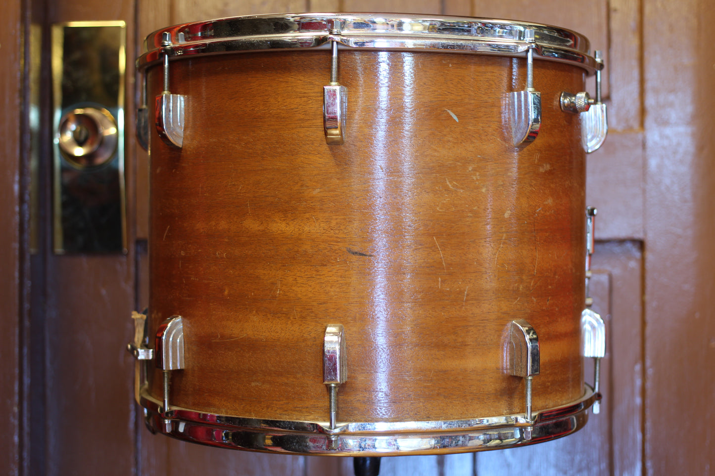 1960's Leedy 'Floating Head' Snare Drum 12"x15" in Natural Mahogany