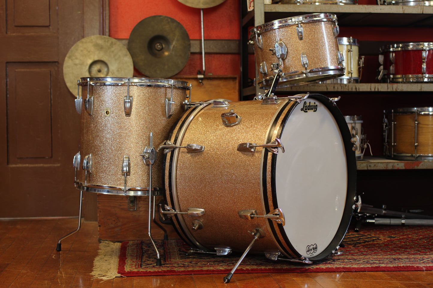 1966 Ludwig Downbeat in Champagne Sparkle 14x20 14x14 8x12