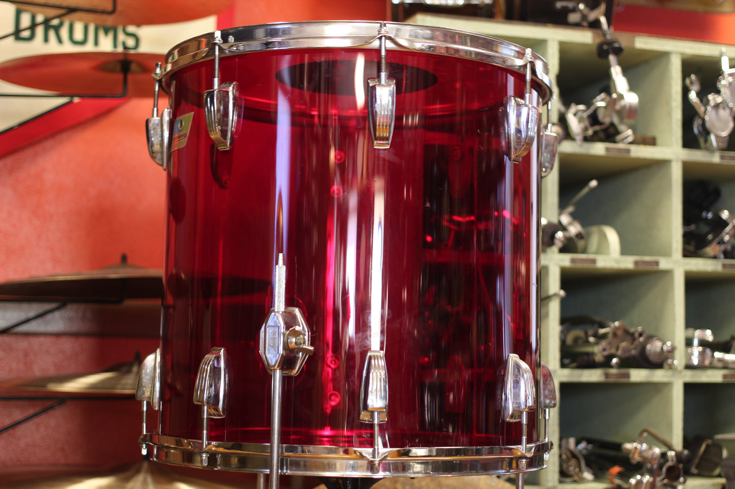 1970's Ludwig Vistalite 14x26 16x16 12x15 in Red Acrylic