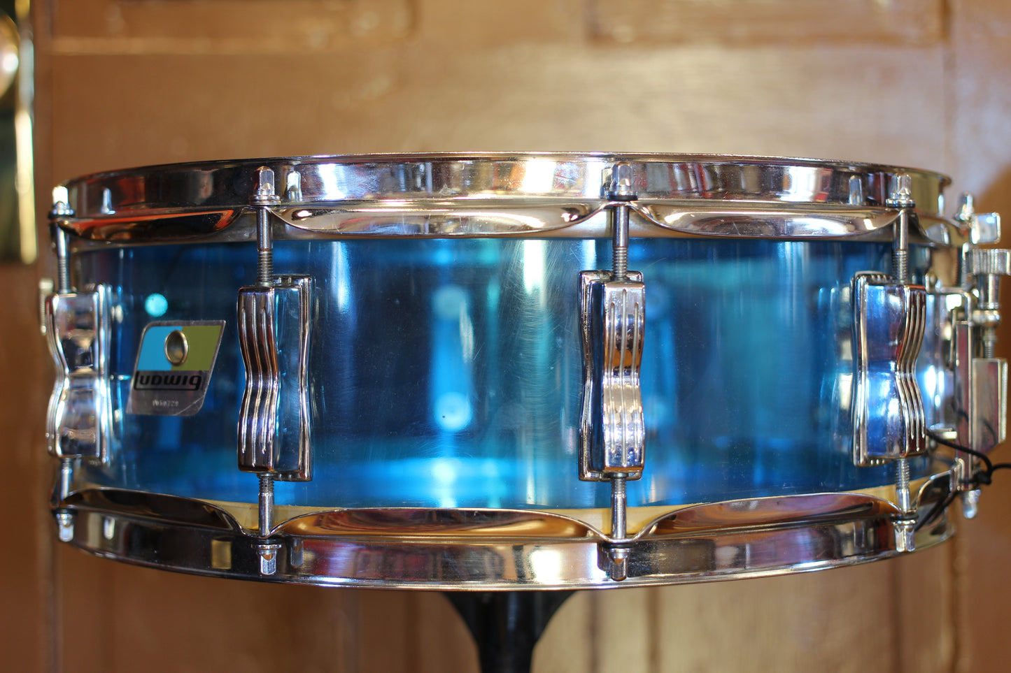 1970's Ludwig Blue Vistalite Snare Drum 5"x14" Serial #1050729