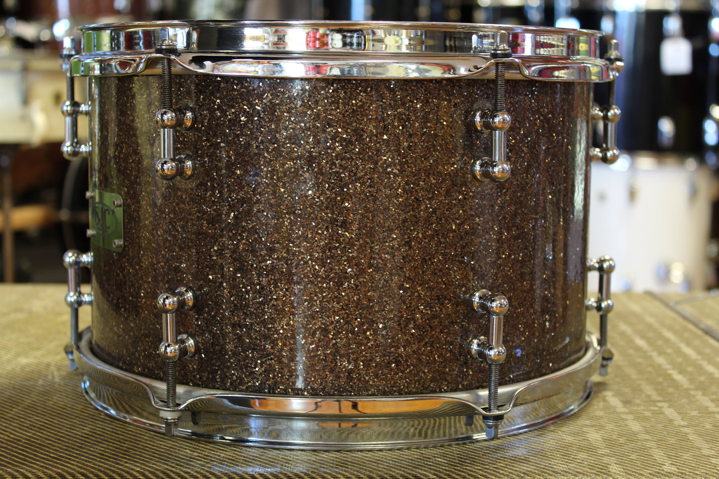SJC Custom Drum Kit in Ginger Glass Glitter 12x26 14x16 8x12