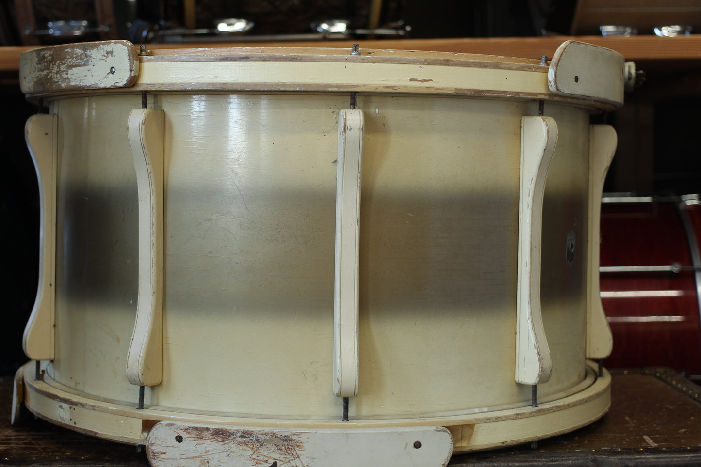 1940's Leedy 'Dreadnaught' Bass Drum 14"x26" in Cream & Gold Duco