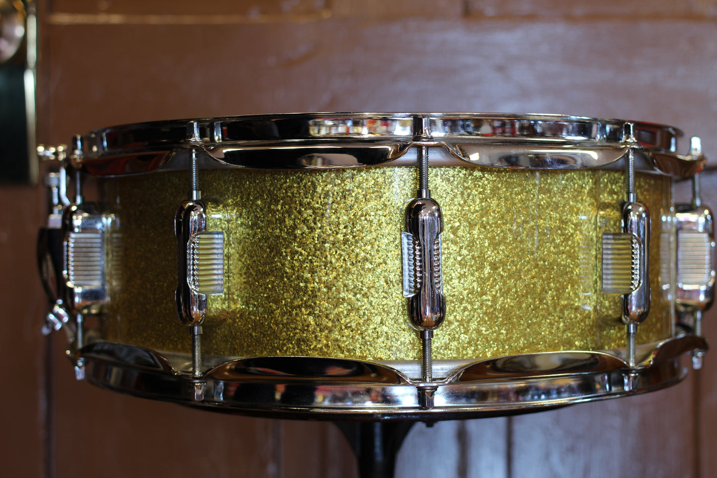 1990's Legend Maple Snare Drum 5"x14" in Yellow Sparkle