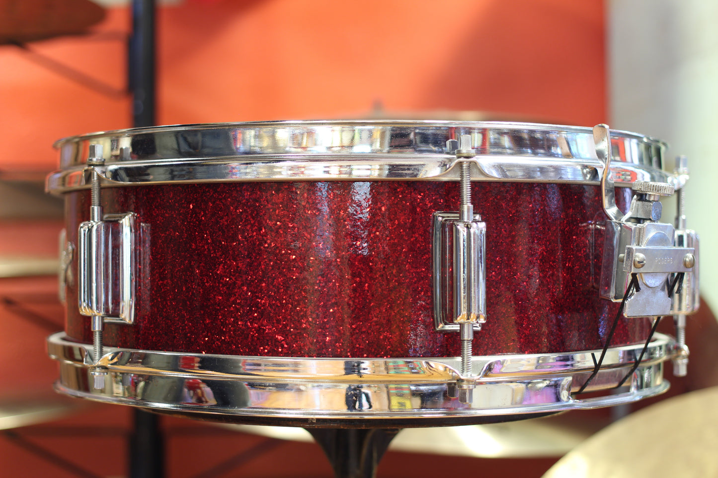 1960's Rogers Luxor Snare Drum 5"x14" in Red Sparkle