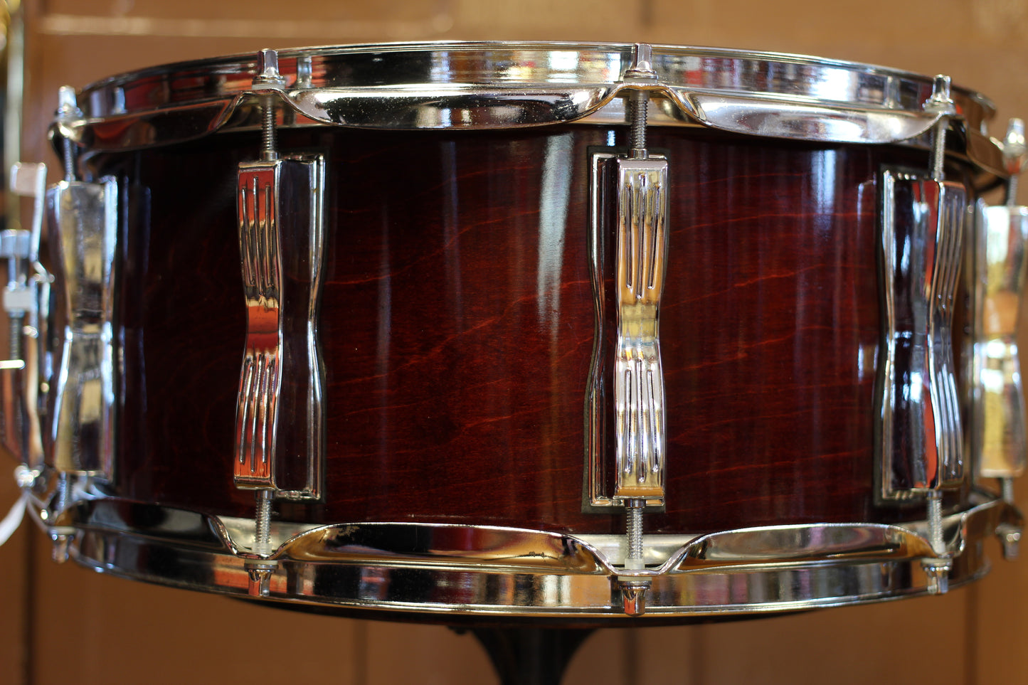 1997 Ludwig Classic Maple Snare Drum 6.5"x14" in Natural Mahogany