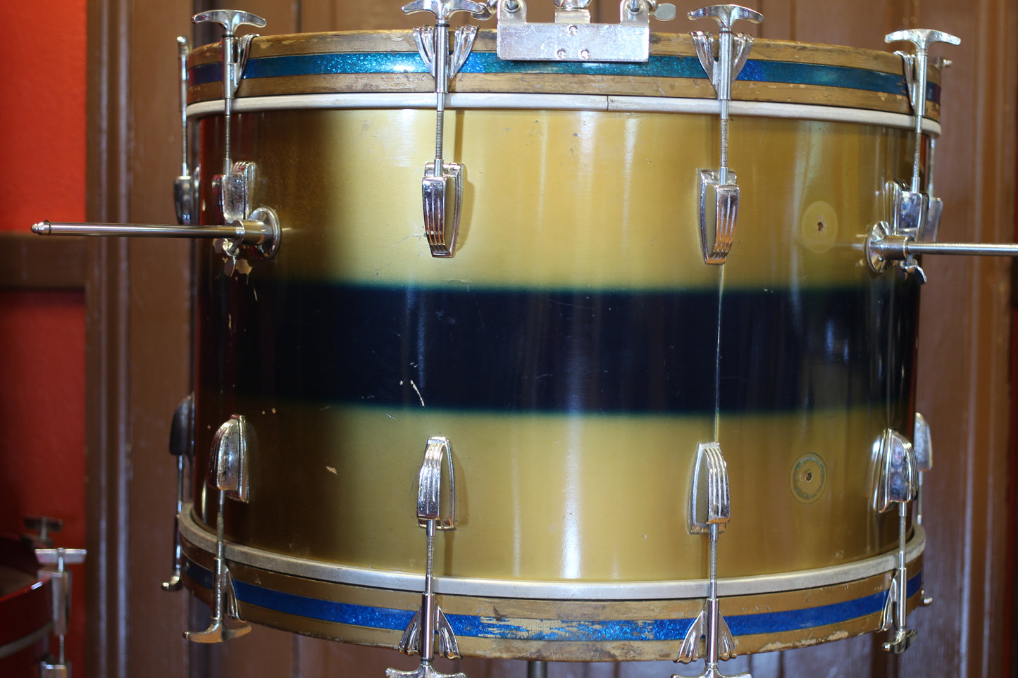 1960/70's Ludwig Deluxe Classic in Gold & Blue Duco 14x24 16x16 9x13