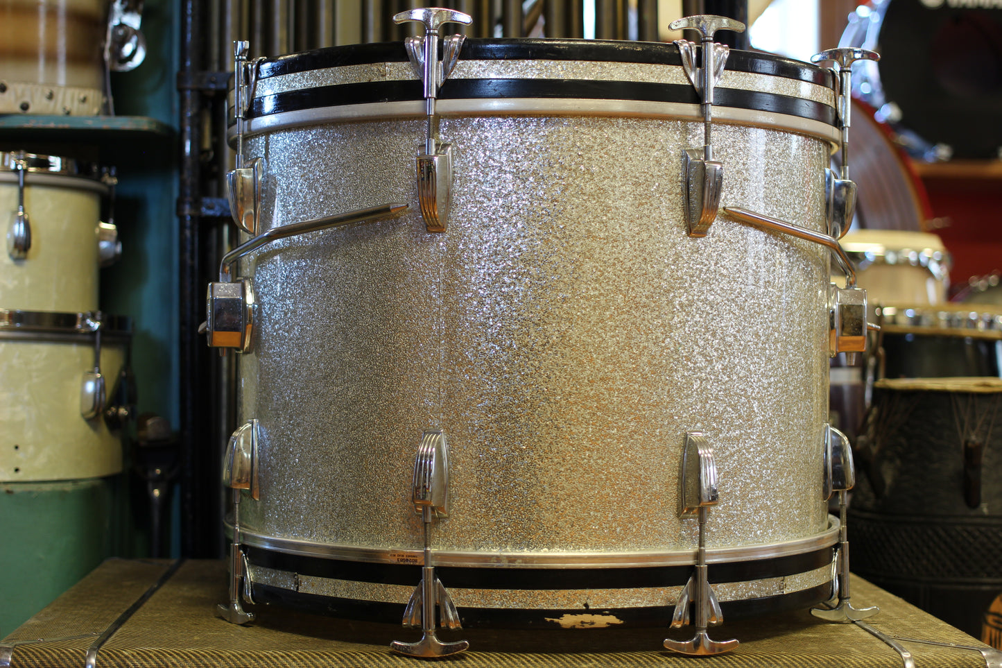 1960's Ludwig Downbeat in Silver Sparkle 14x20 14x14 8x12