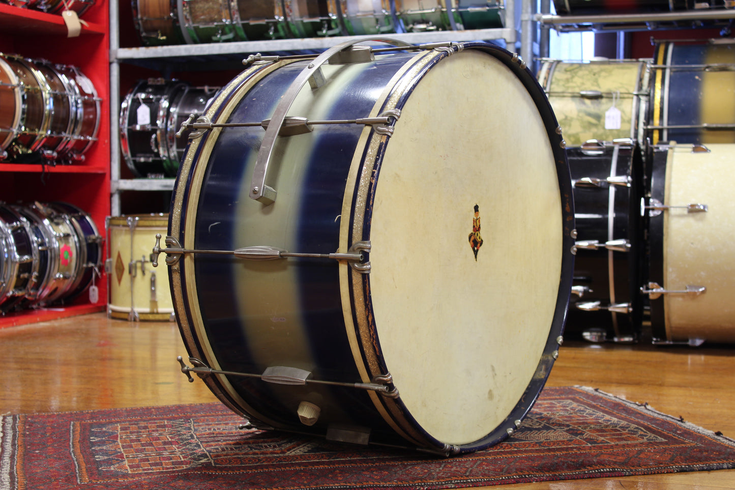 1930's Slingerland 14"x26" Radioking Bass Drum in Blue & Silver Duco