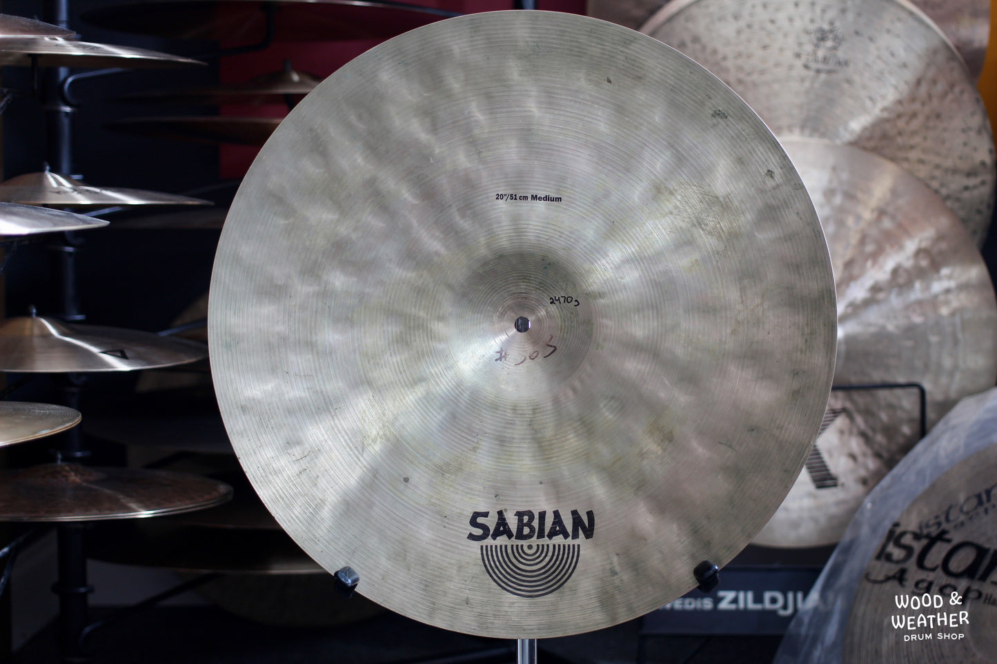 Used Sabian 20" Vault Artisan Medium Ride Cymbal 2470g