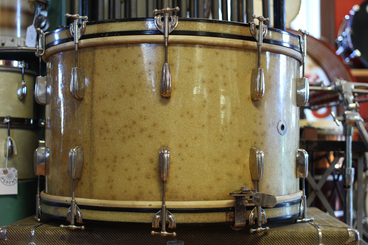 1940's Slingerland Radioking 'Buddy Schutz' Sparkling Silver Pearl 14x24 16x16 9x13 7x14