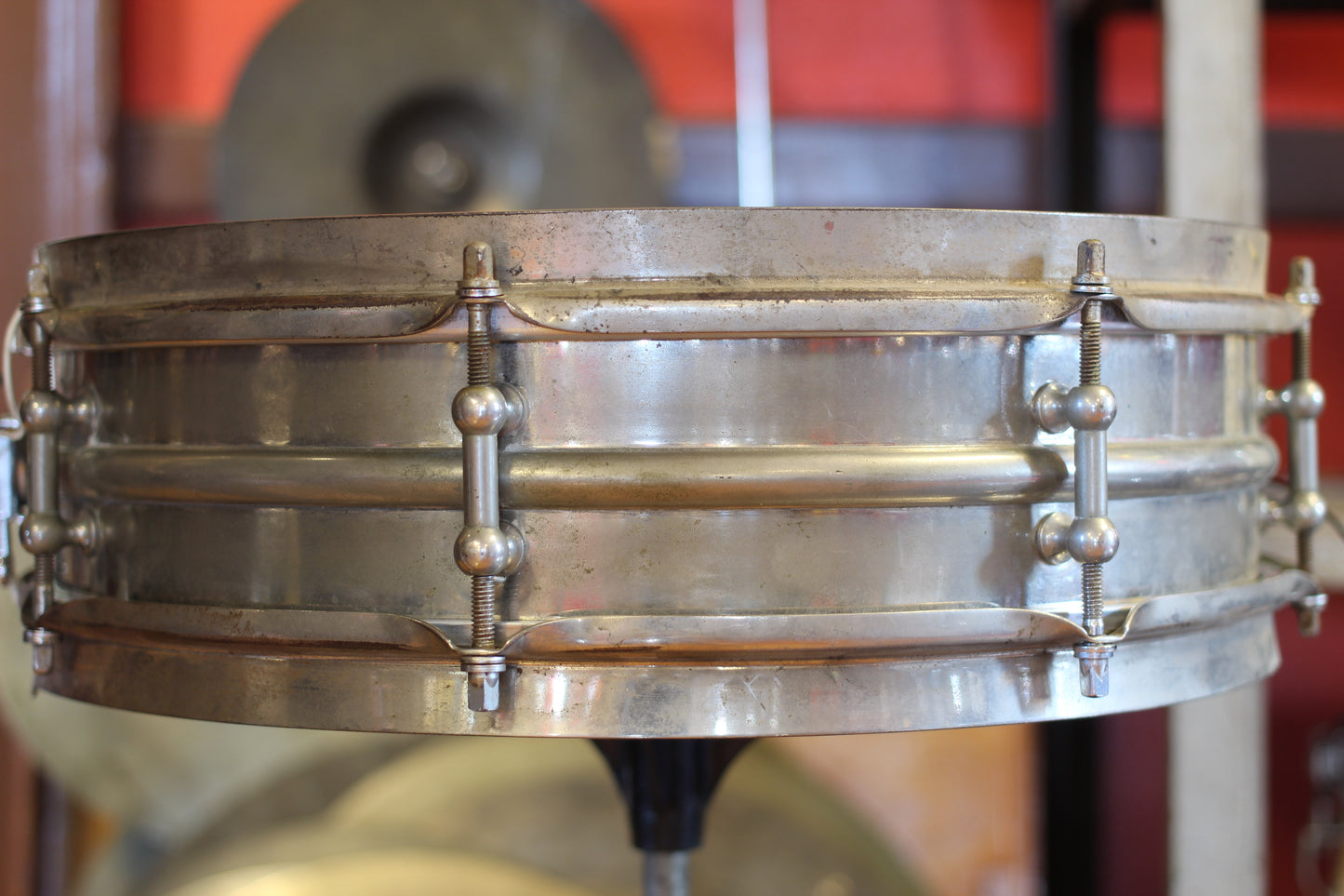 1920's Ludwig 'Dance Model' Snare Drum 4"x14" Nickel over Brass 2-Piece shell