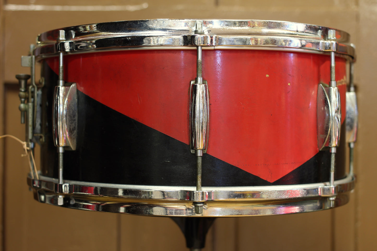 1950's Gretsch 'Renown' Snare Drum 6.5"x14" in Red & Ebony Harlequin
