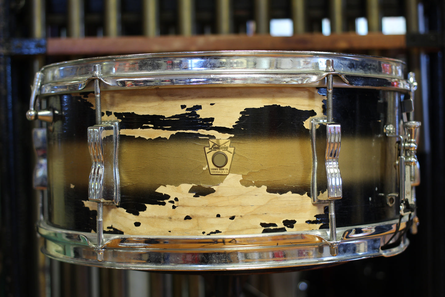1962 Ludwig Pioneer Snare Drum 6.5"x14" in Black & Gold Duco