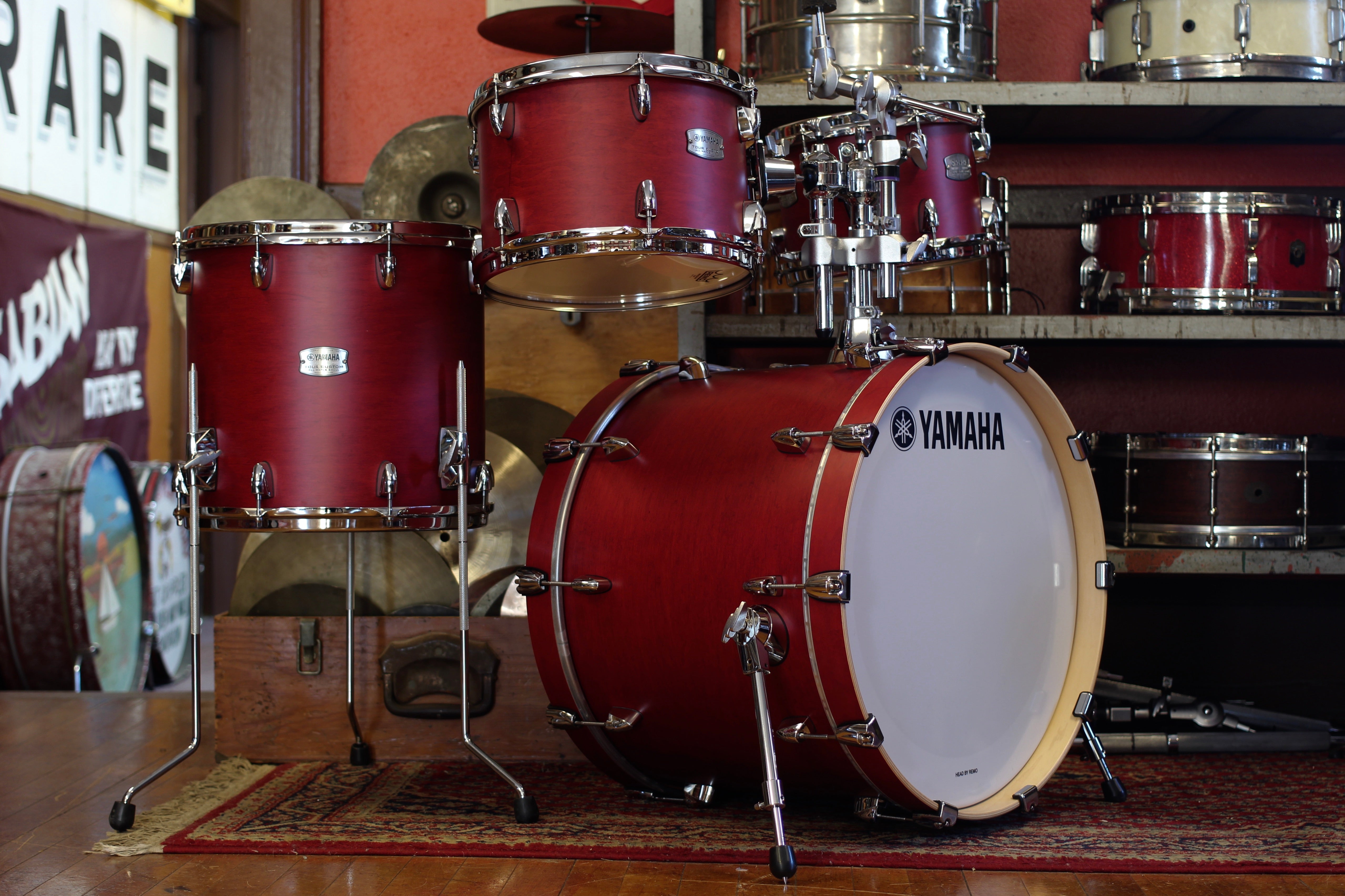 Yamaha Tour Custom Series in Candy Apple Red Satin 15x20 13x14 8x12 7x10