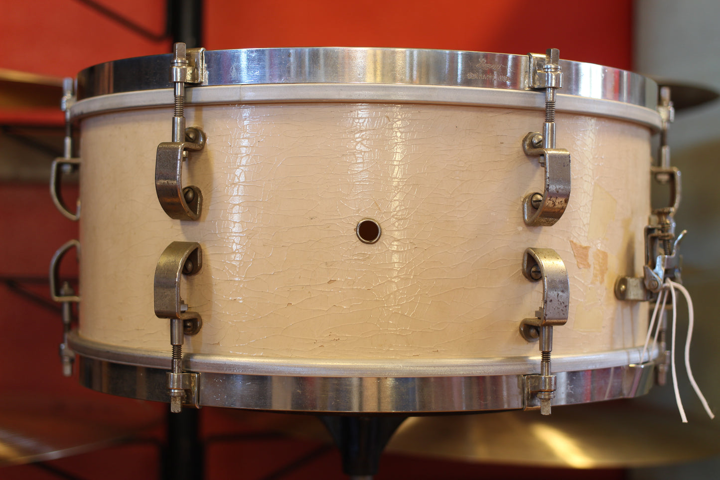 1947 Leedy 6.5"x14" Victory Snare Drum in White Lacquer