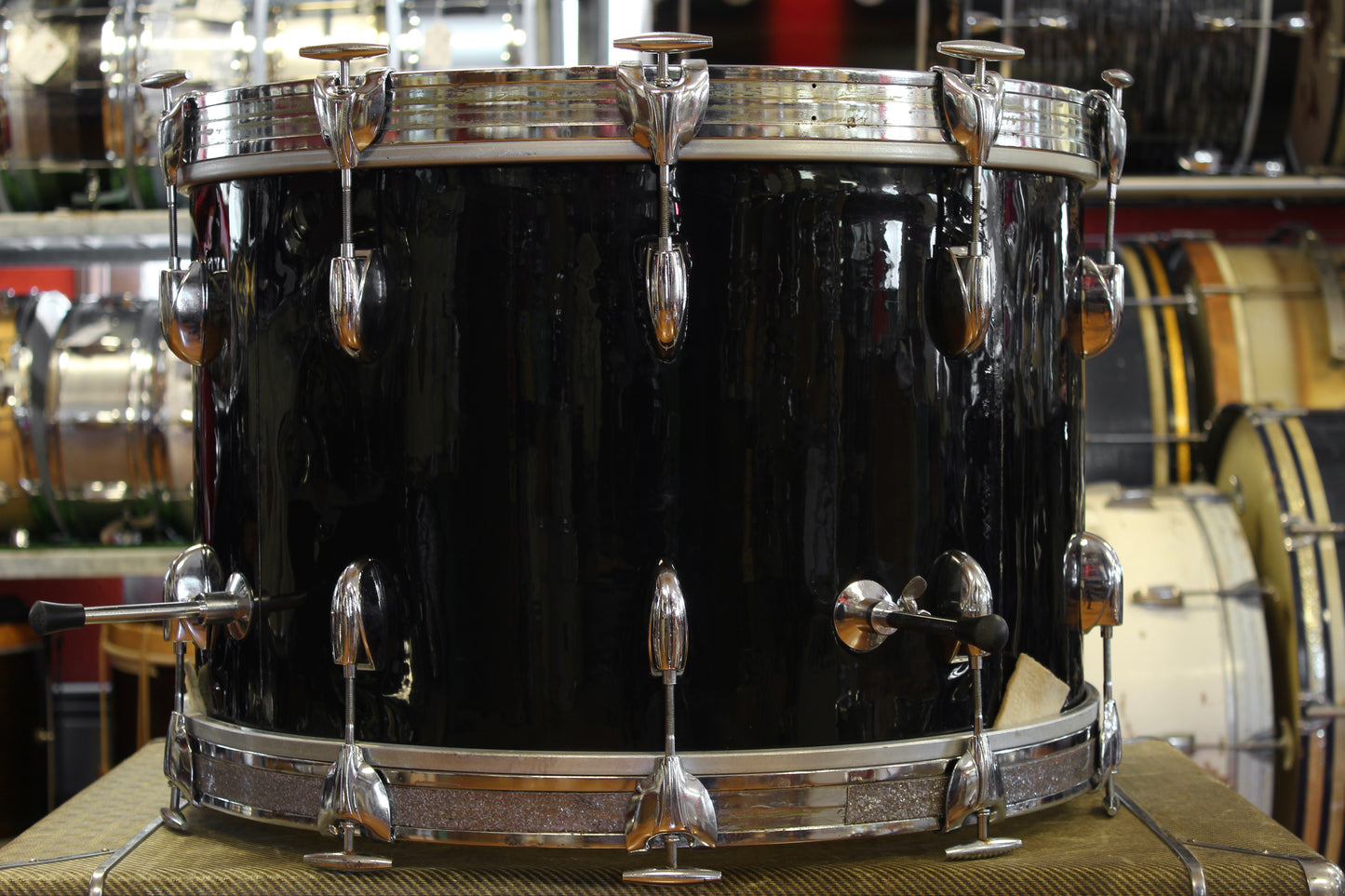 1970's Gretsch Name Band Outfit in Jet Black Nitron 14x22 16x16 9x13