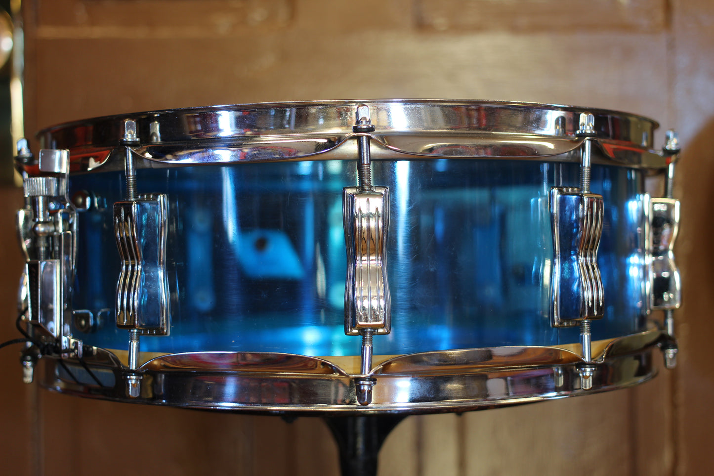 1970's Ludwig Blue Vistalite Snare Drum 5"x14" Serial #1050729