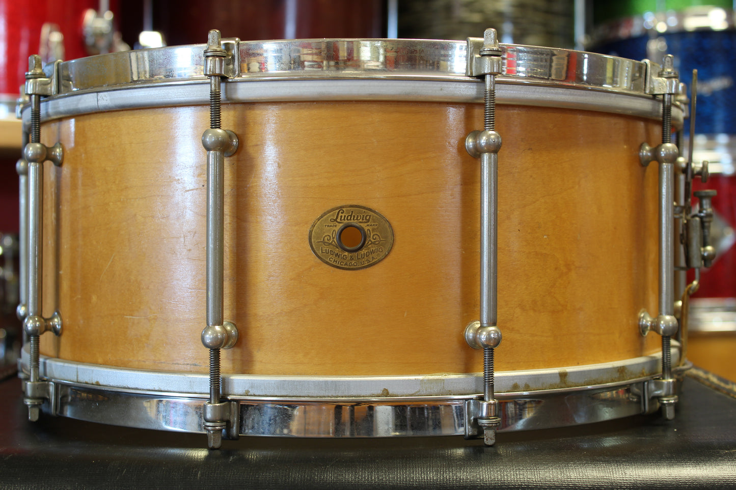 1920's Ludwig 6.5"x15" Wood-Shell Standard Snare Drum in Natural Maple