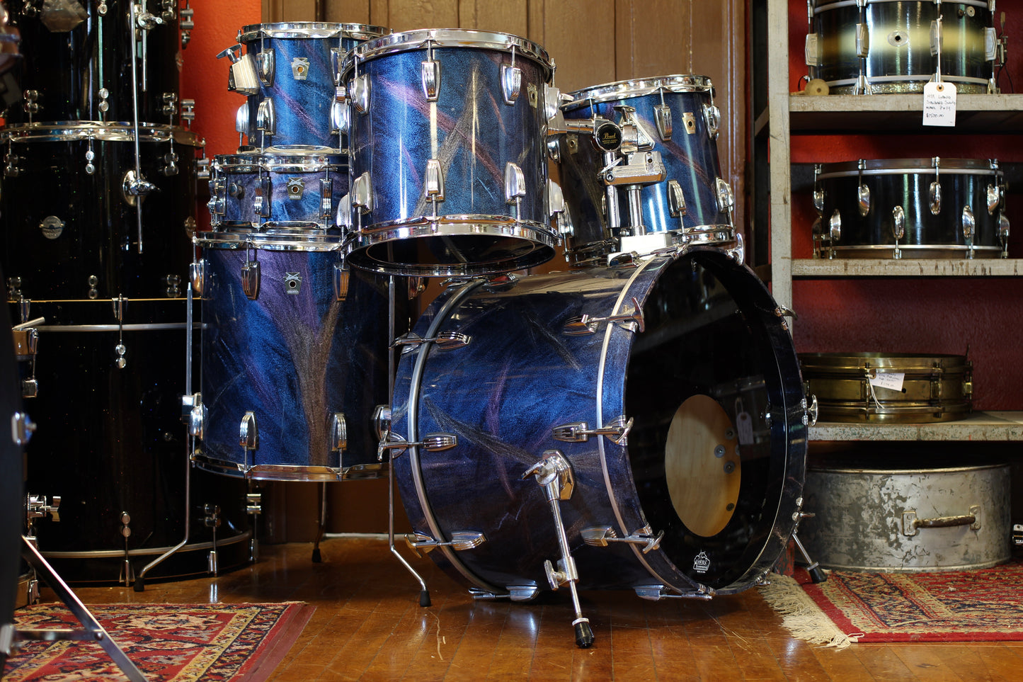 1990's Ludwig Classic Maple in Blue Marble 16x22 16x16 12x13 11x12 9x10 5x14