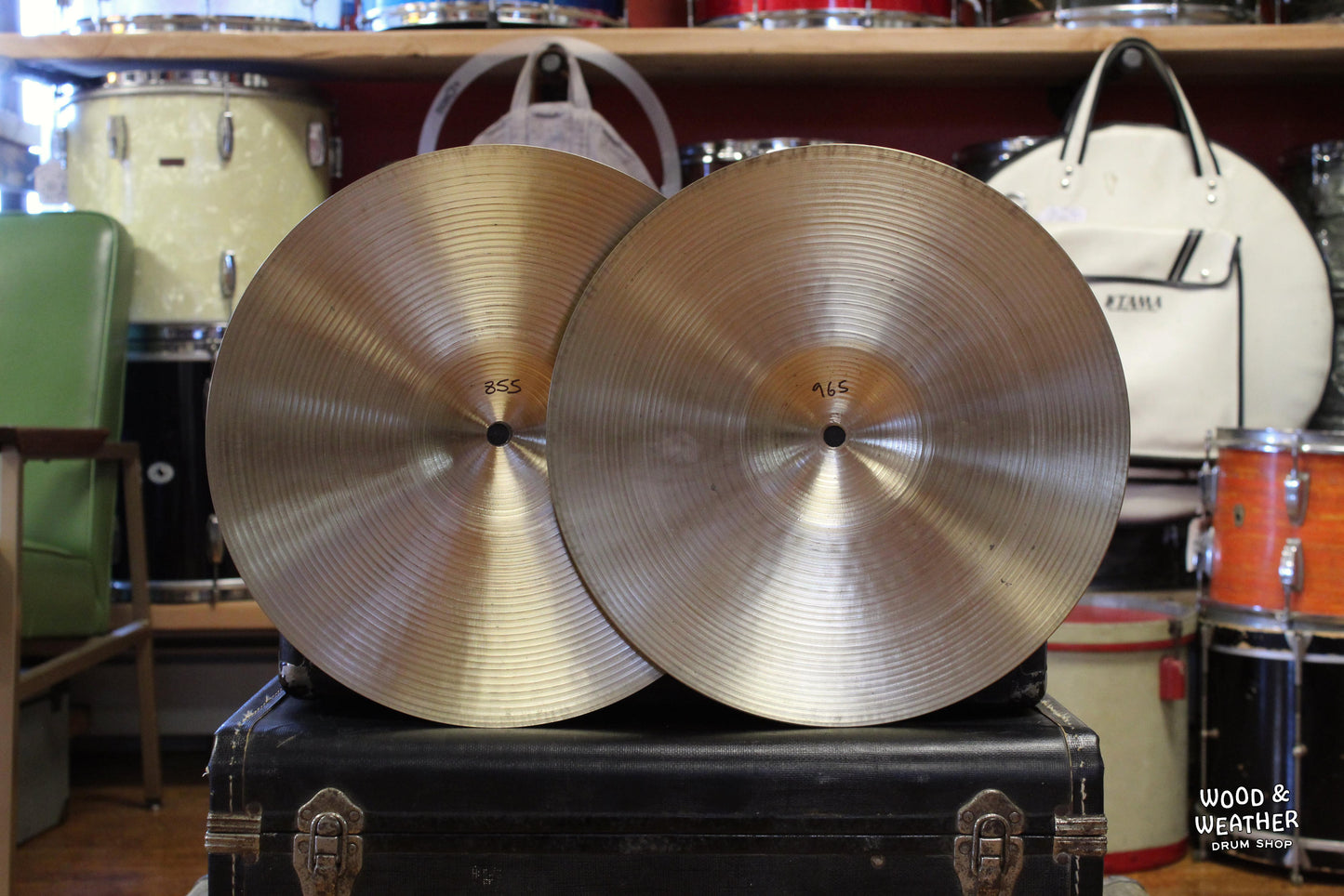1980s Zildjian 13" New Beat Hi Hat Cymbals 855/965g