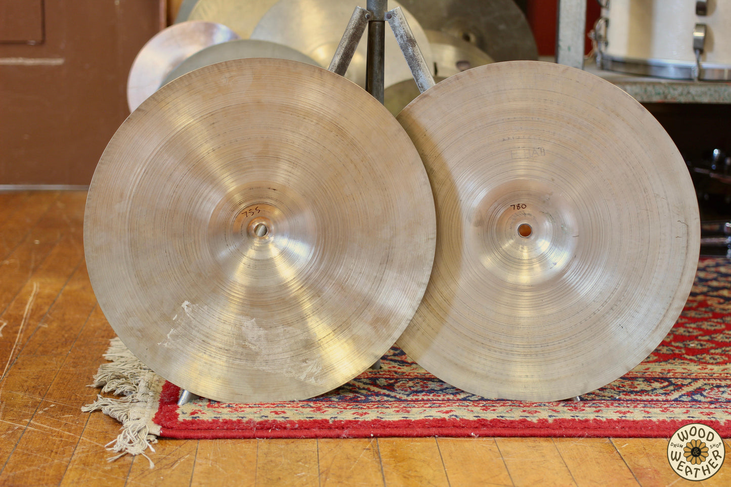 1960s A. Zildjian 14" Medium Hi-Hat Cymbals 755/780g