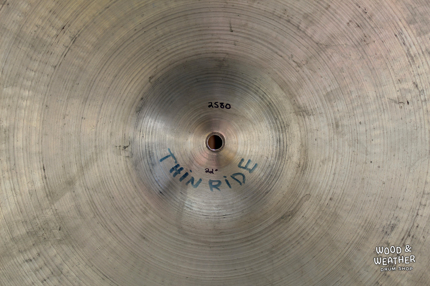 1960s A. Zildjian 22" Thin Ride Cymbal 2580g