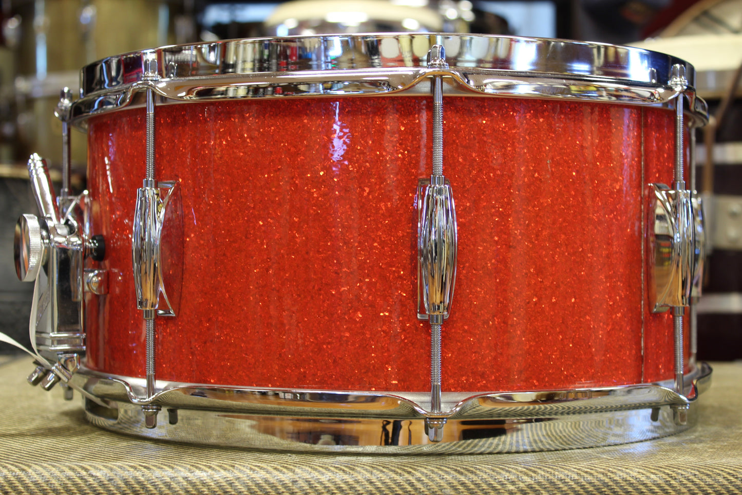 Gretsch Broadkaster Snare Drum 7"x14" in Tangerine Glass Glitter