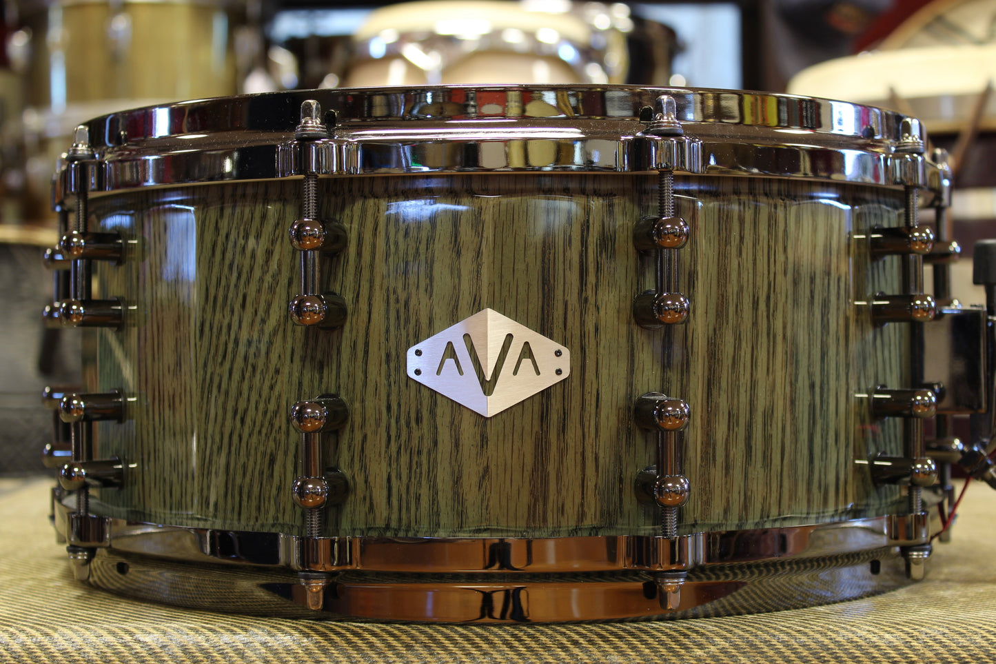 '21 AVA 6.5x14 Red Oak Stable Stave Snare Drum in High Gloss Green