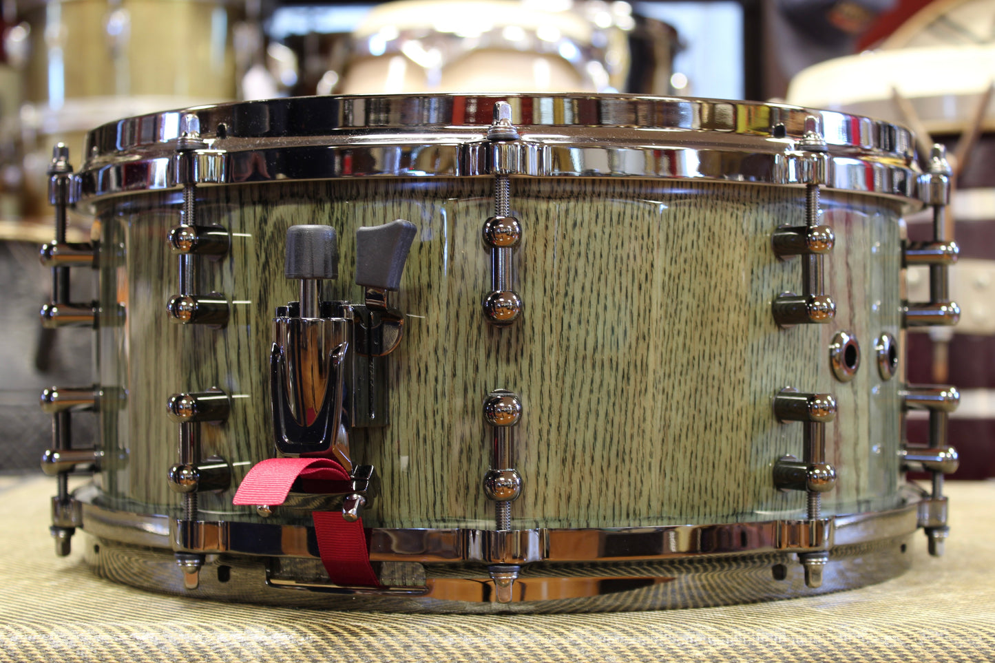 '21 AVA 6.5x14 Red Oak Stable Stave Snare Drum in High Gloss Green