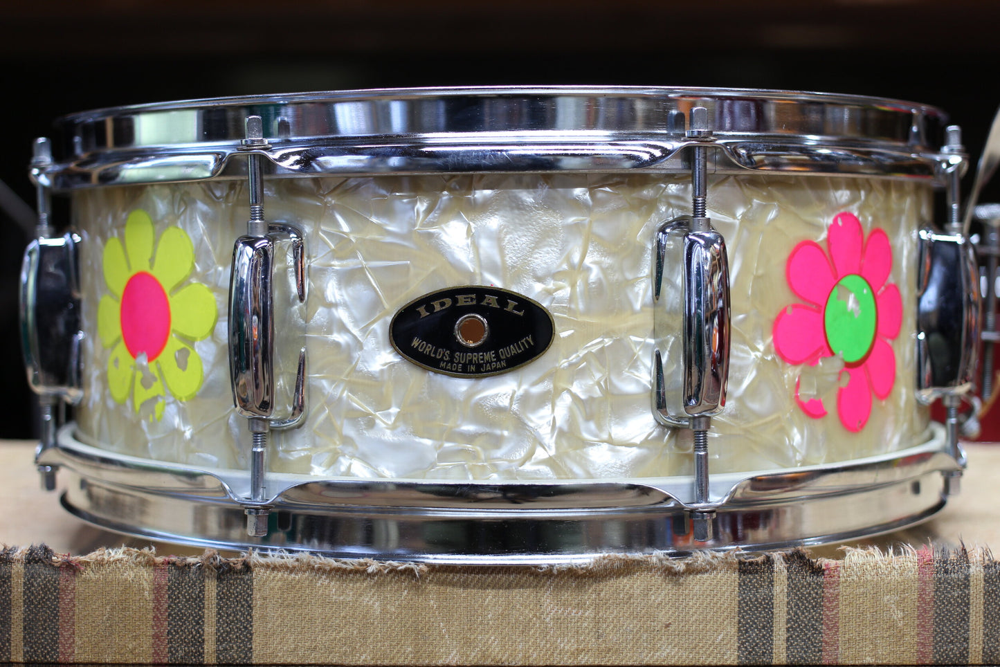 1960's Made in Japan 'Ideal' 5"x14" Snare Drum in White Marine Pearl