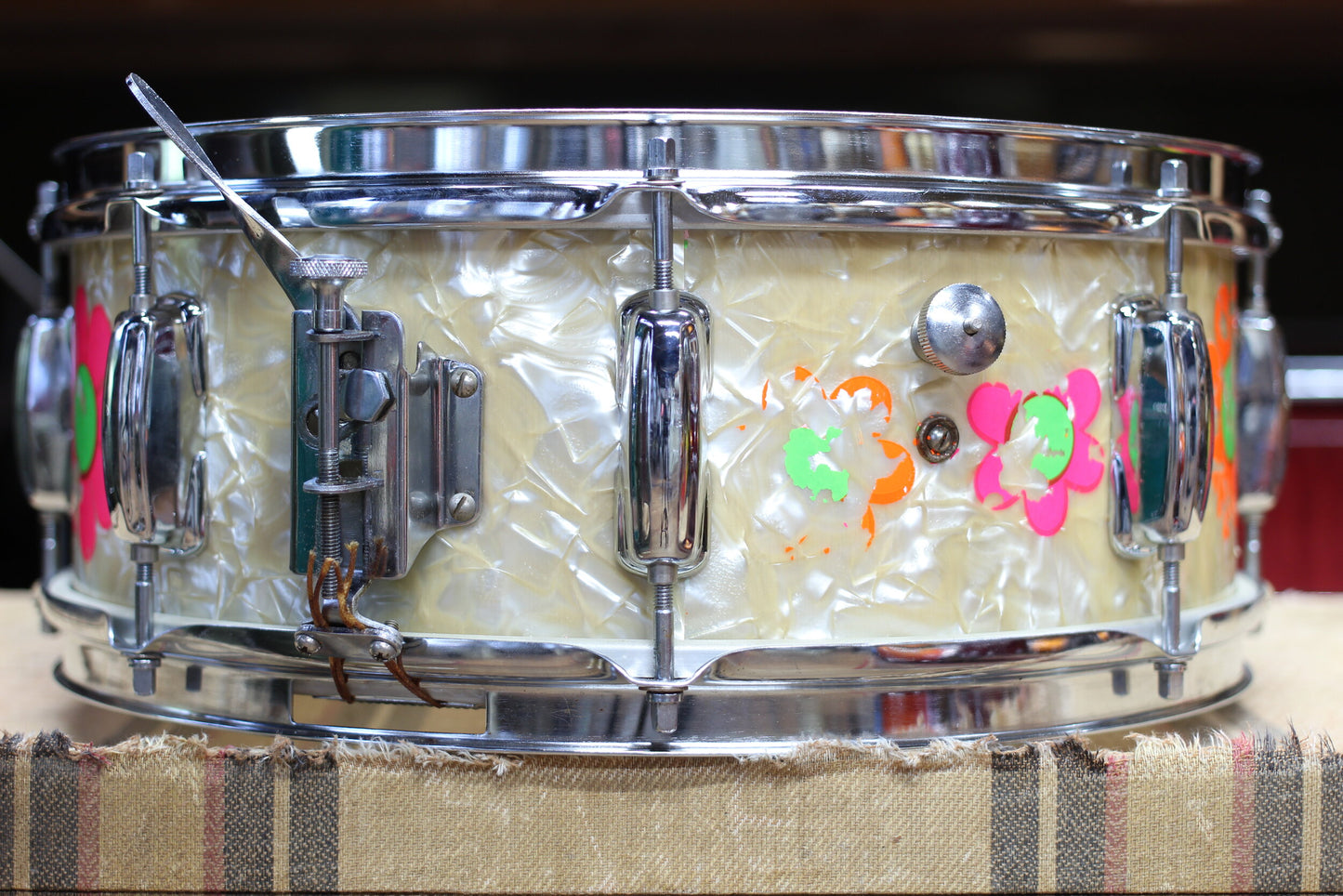 1960's Made in Japan 'Ideal' 5"x14" Snare Drum in White Marine Pearl