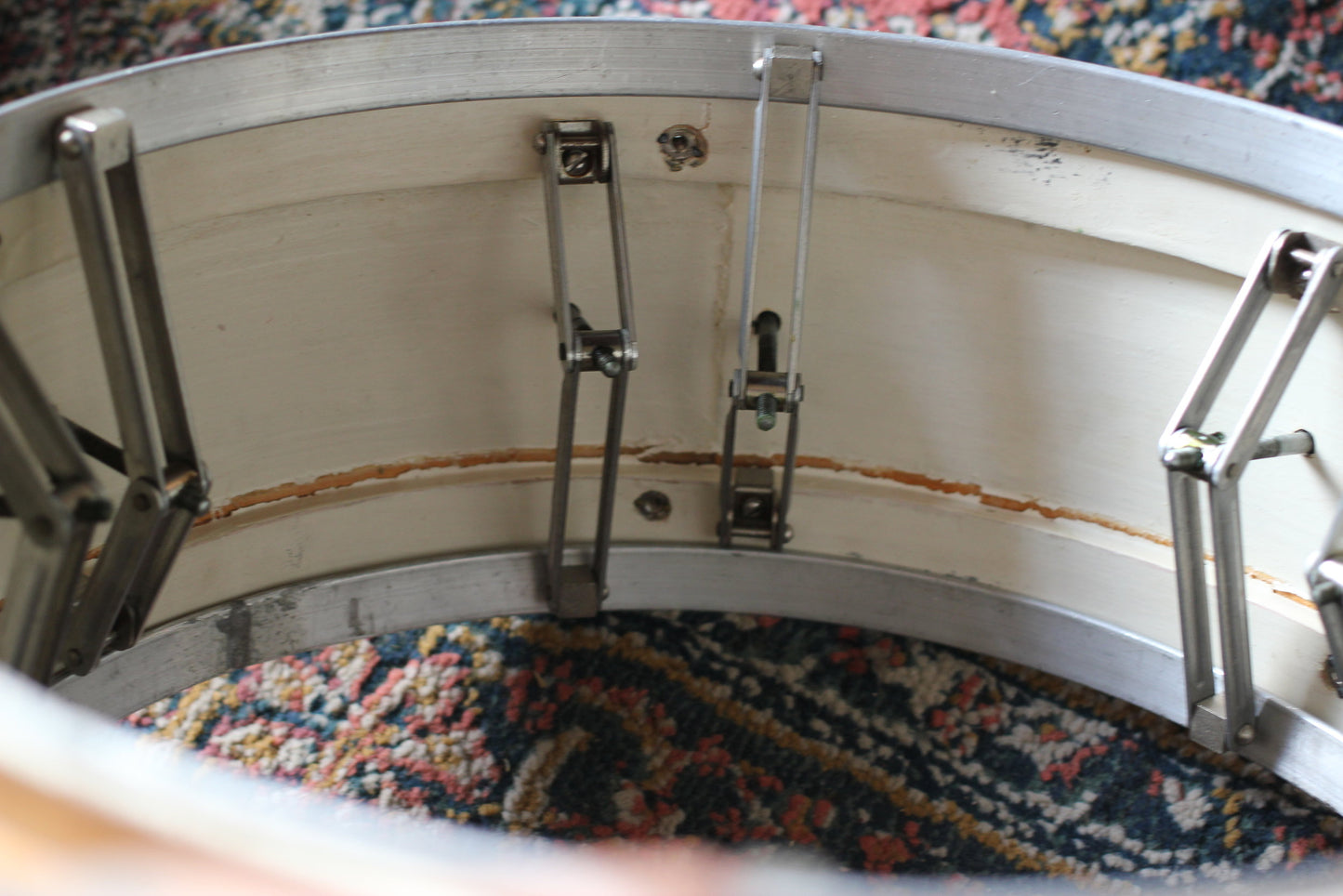 1950's Leedy & Ludwig Knob Tension in White Marine Pearl 14x22 16x16 9x13 5.5x14