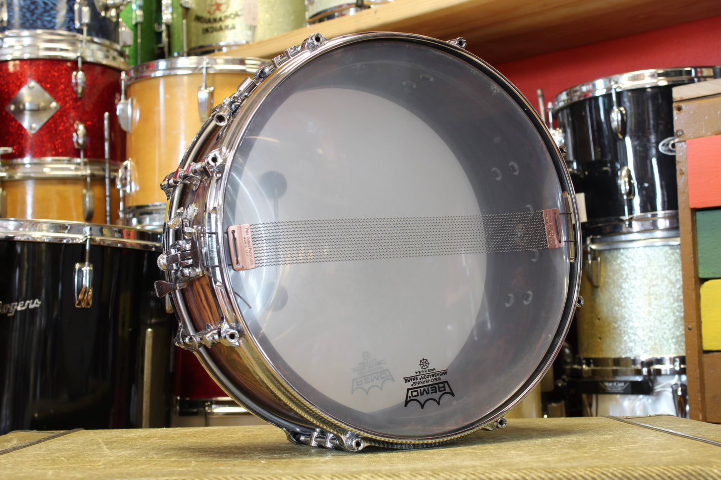 1990's Lang Percussion Gladstone 5.5"x14" Solid Cocobolo Snare Drum