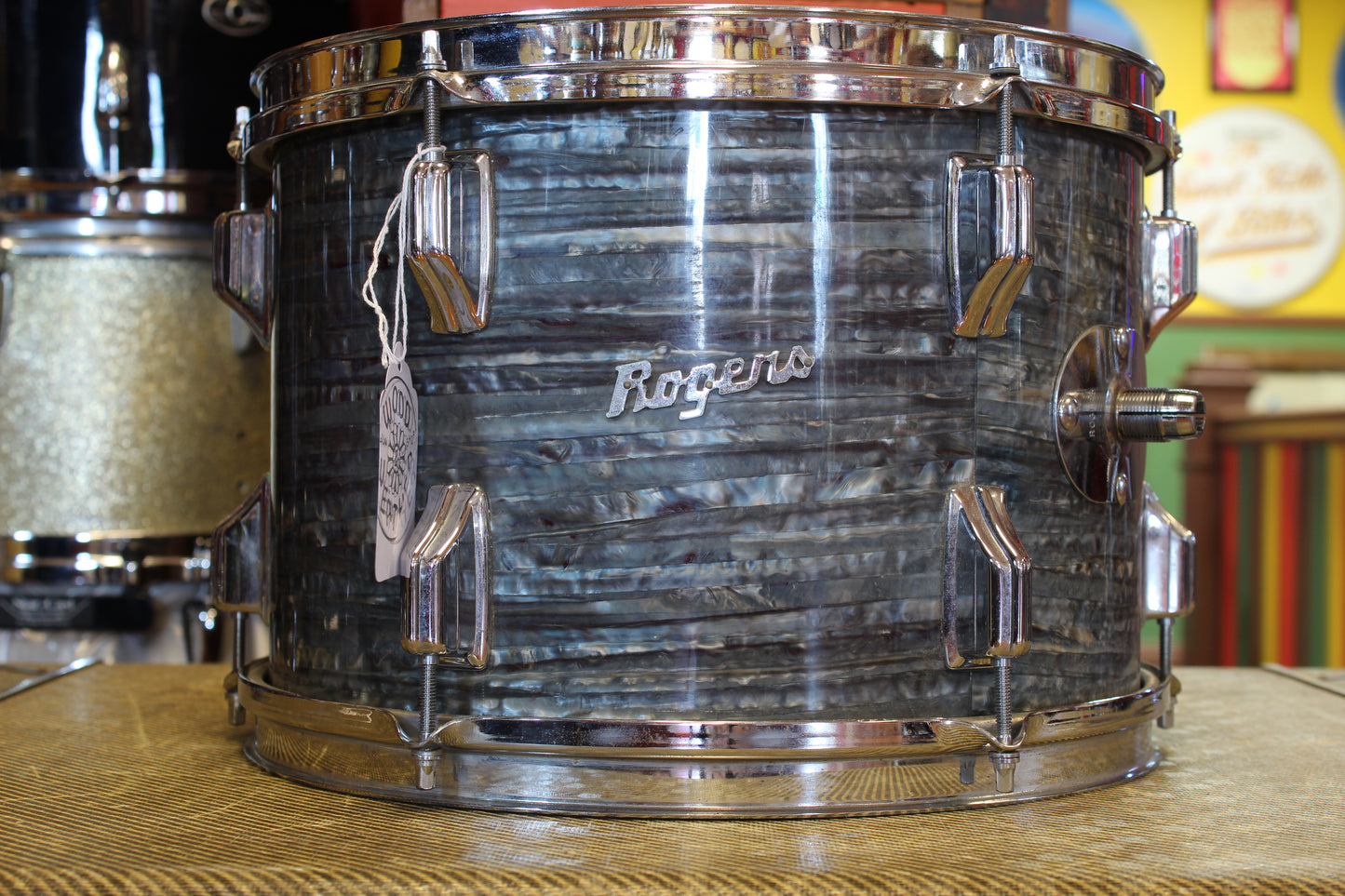 1970's Rogers 9x13 Tom Tom in Blue Oyster