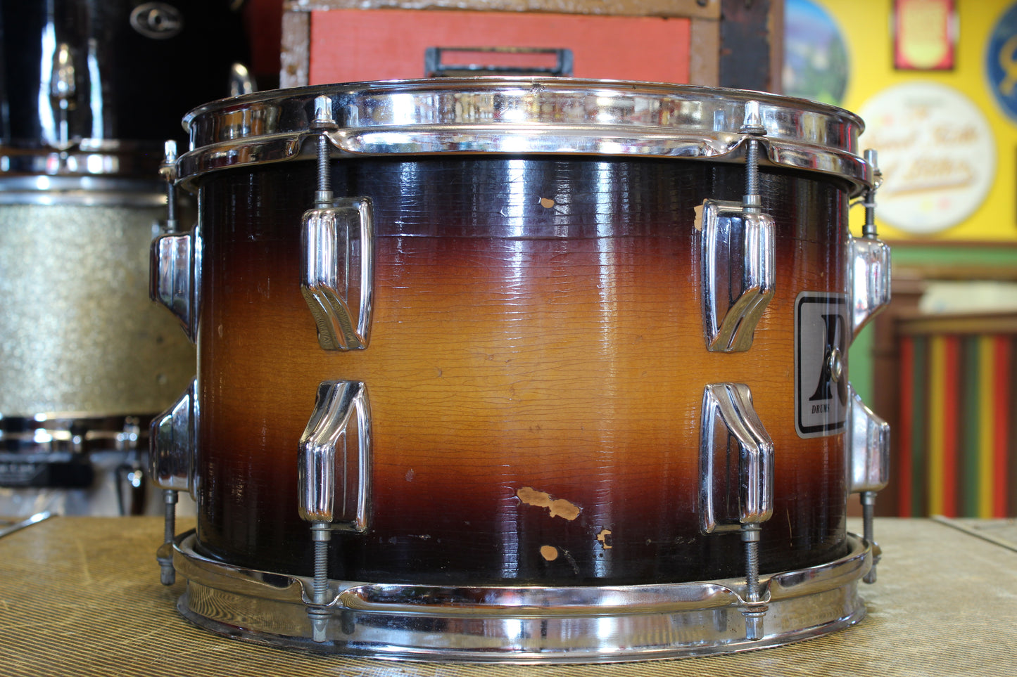 1970's Rogers Big R 8x12 Tom Tom in Tobacco Burst