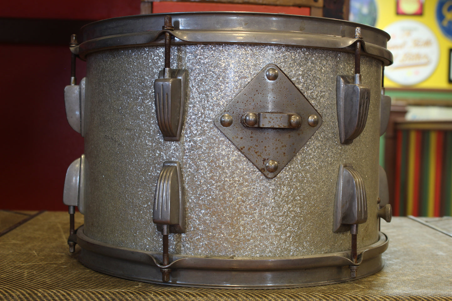 1950's Ludwig 9x13 Transition Badge Tom Tom in Silver Sparkle