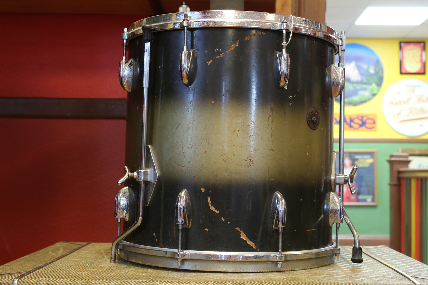 1960's Gretsch 16x16 Floor Tom in Green and Gold Duco