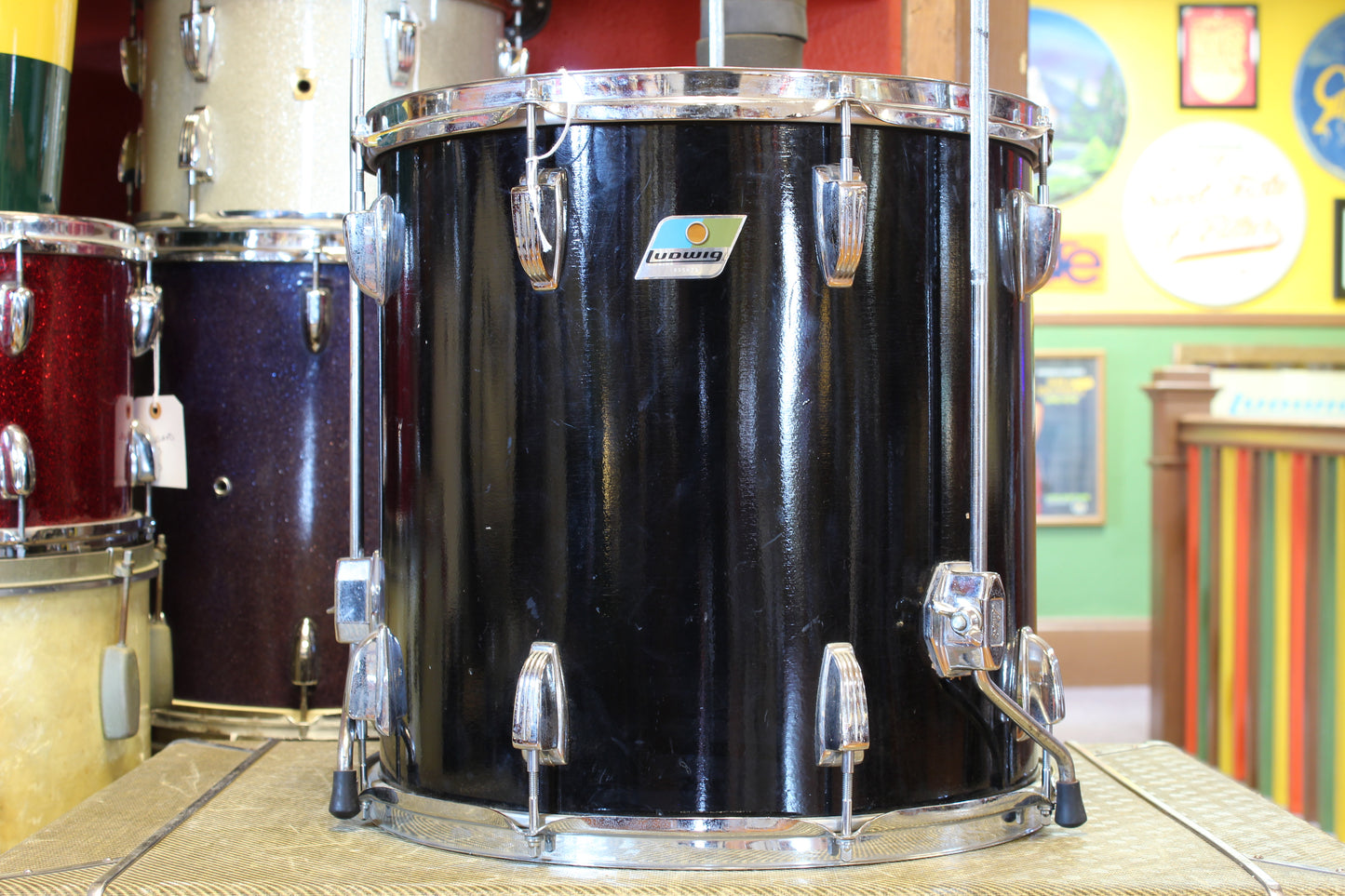 1970's Ludwig 16x16 Floor Tom in Black Lacquer