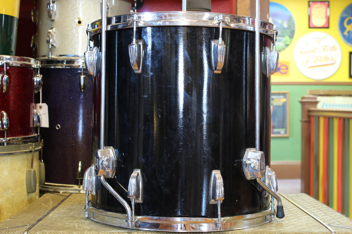 1970's Ludwig 16x16 Floor Tom in Black Lacquer