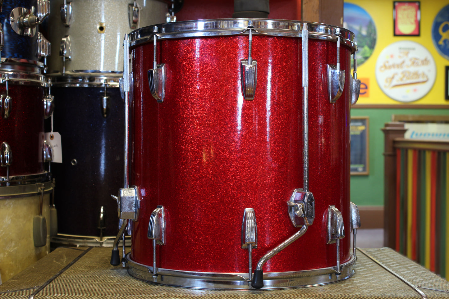 1960's Ludwig 16x16 Floor Tom in Red Sparkle