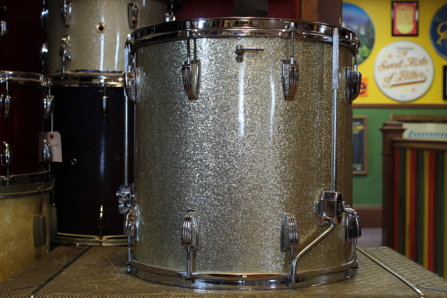 1960's Ludwig 16x16 Floor Tom in Silver Sparkle S#450775