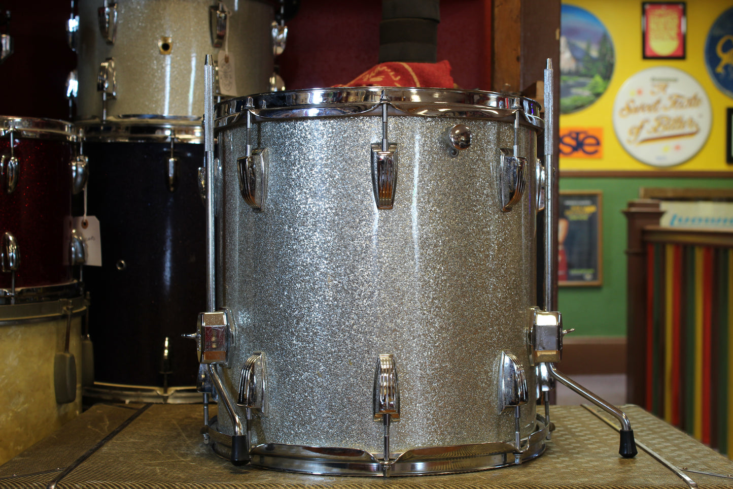 1960's Ludwig 14x14 Floor Tom in Silver Sparkle