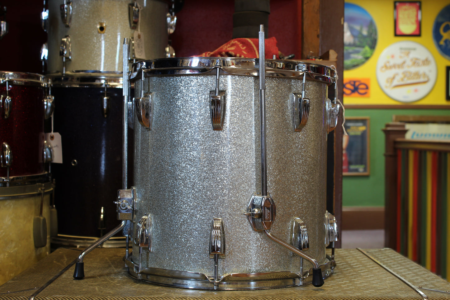 1960's Ludwig 14x14 Floor Tom in Silver Sparkle