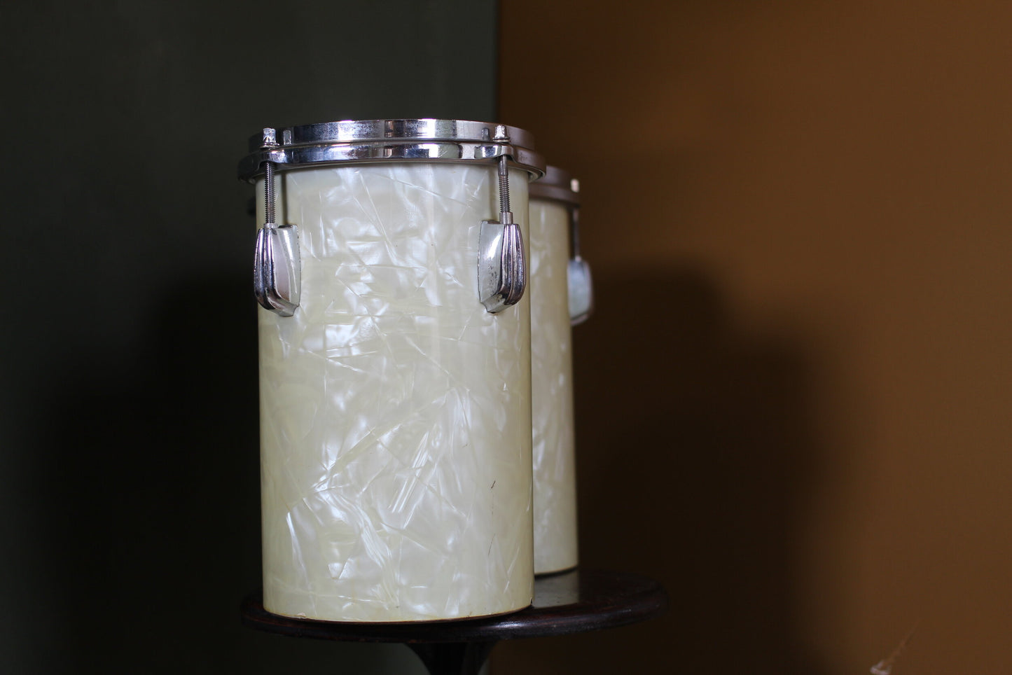 1950's Slingerland 'Deep Hand Bongos' in White Marine Peal 10x6 & 10x8